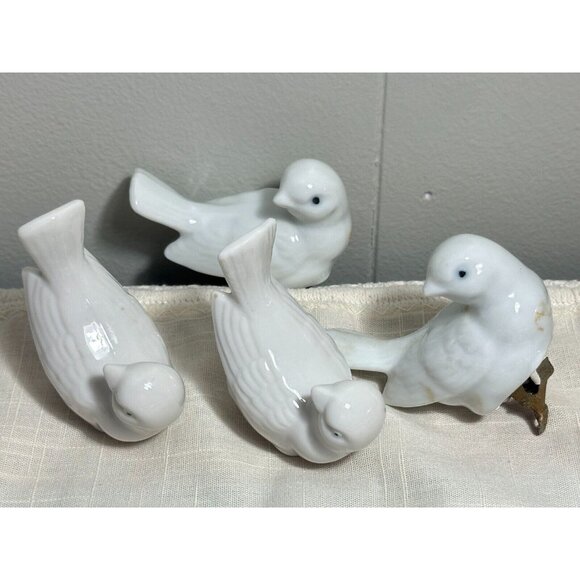 White Ceramic Clip on Birds Christmas Tree Ornament 2 ea Vtg Wreath Decor Crafts - Picture 10 of 12
